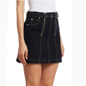 Proenza Schouler Skirt Mini White Label Denim High Waist Belt Indigo S (4) NWT